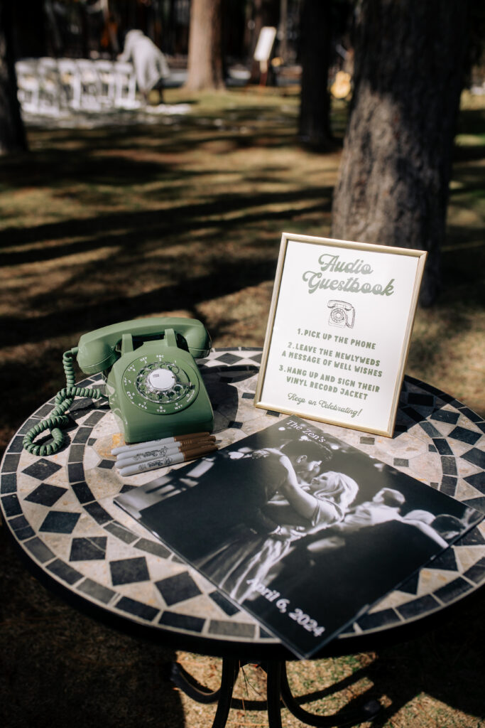 Guest book at outdoor wedding